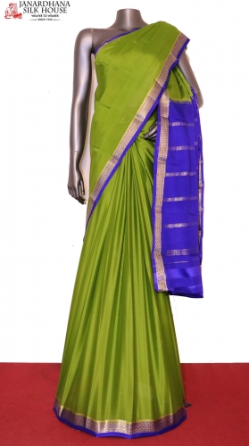 Contrast Classic Pure Mysore Crepe Silk Saree